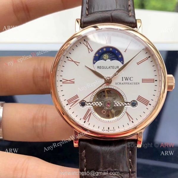 IWC Tourbillon Moonphase Portofino SS White Dial Watches High Quality Replica Watches China