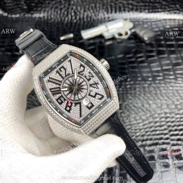 Franck Muller Vanguard Yachting V45 SC DT SS Diamond Watch New Replica