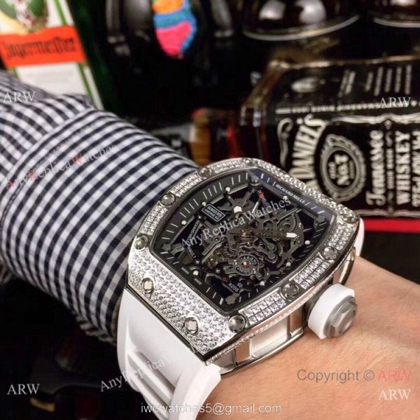 Swiss Replica Richard Mille RM035 Americas Diamond Red Rubber Watch
