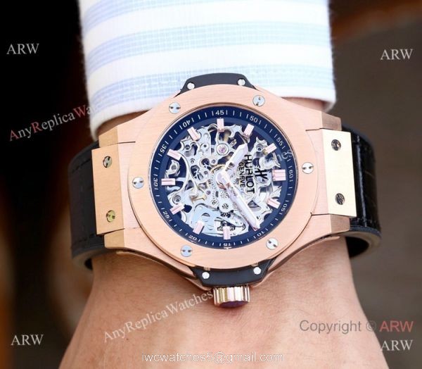 Copy Hublot Skeleton Big Bang Men Watch Sand Case 45mm