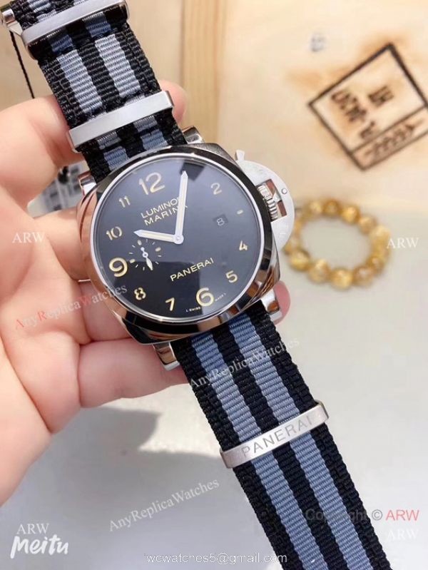 Best Replica Panerai Luminor Marina Black Dial Nato Strap Mens Watch