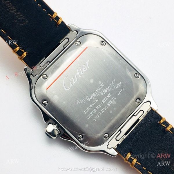 (GB) SWISS Replica Cartier Santos De SS Brown Leather Strap Watch