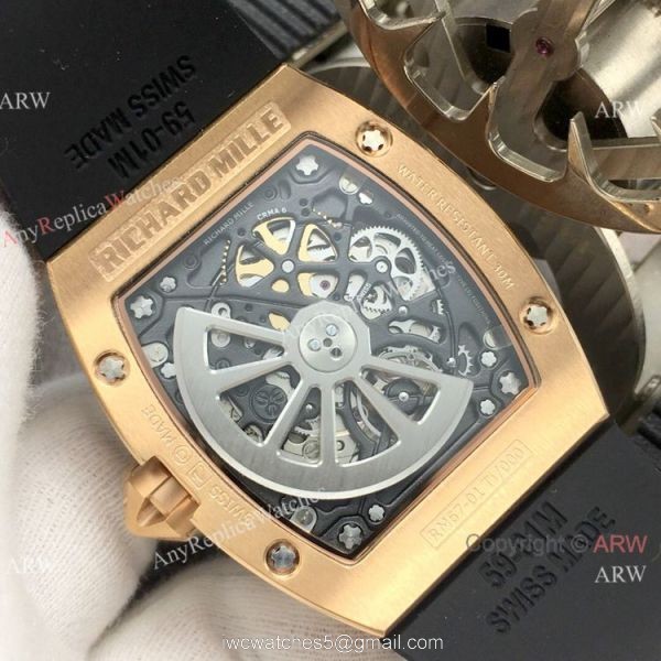 Super Clone Richard Mille AAA RM 67-01 Extra Flat Rose Gold Diamond Watch