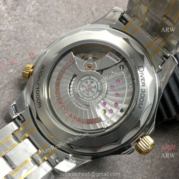 GB Factory Seamaster Diver 300M James Bond Replica Watch 2-Tone Blue Ceramic Omega 8800 Movement