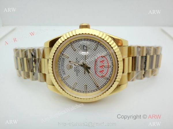 New Copy Rolex Day-Date President White textured Dial Watch 40mm