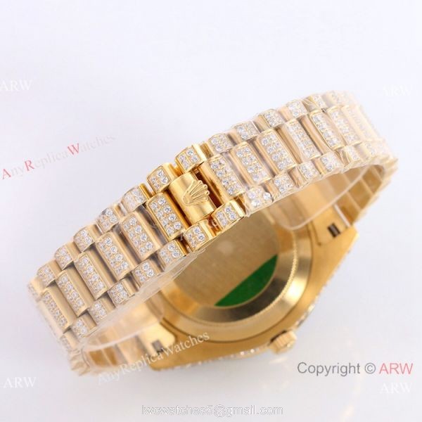 New Rolex Day-Date Gold Iced out Watch 43mm Best Chinese Replica Watches