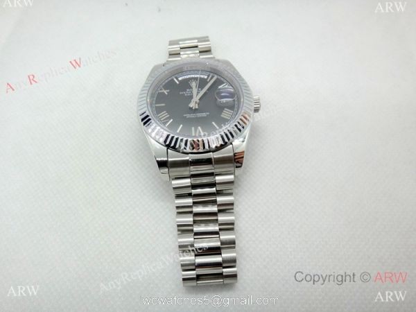 AAA Quality Replica Rolex Day-Date Presidential Black Dial Watch 40mm