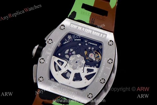 KV Factory Richard Mille RM 011 Black Kite Replica Watches With Camouflage Rubber Strap