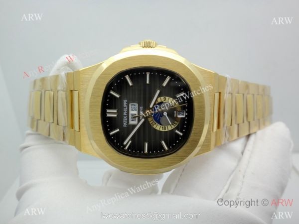 Copy Patek Philippe Nautilus Annual Calendar Moonphase Watch Yellow Gold