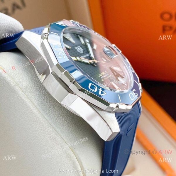 AAA Replica Tag Heuer Aquaracer Calibre 5 Blue Rubber Strap Watches