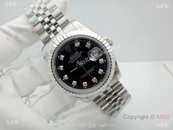 Replica Rolex Datejust Black Dial Jubilee Strap Watch 36mm