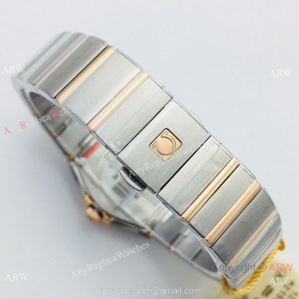 (VS) Replica Omega Constellation 2-Tone Rose Gold Diamond Watch with Quartz Movement