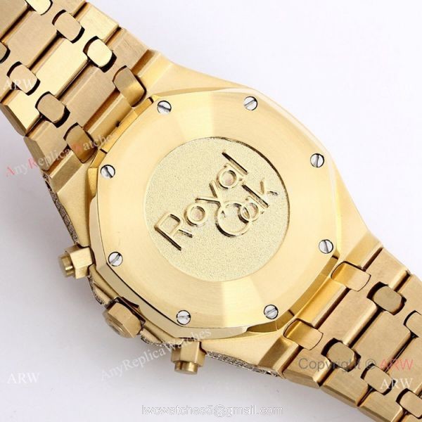 Audemars Piguet Royal Oak Full Iced Out Watch Replica Yellow Gold 41.5mm
