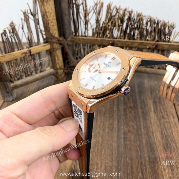 Fake Hublot Classic Fusion Black Dial Rose Gold Watches 42mm
