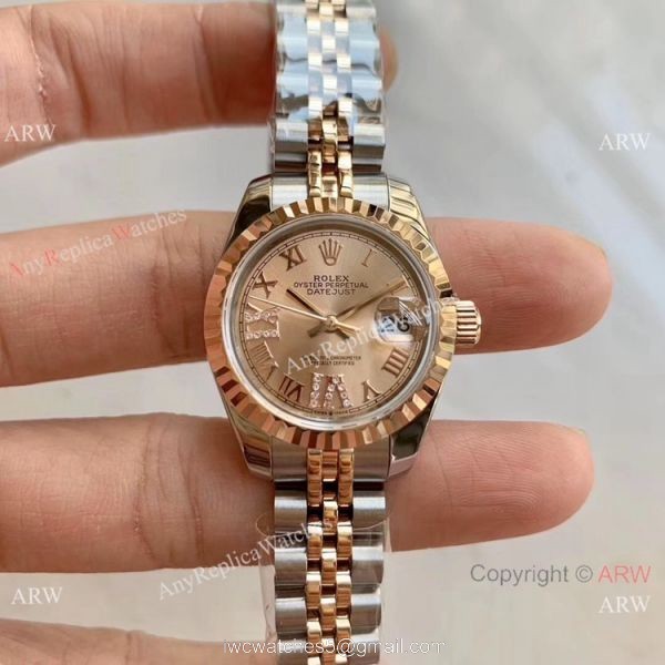 New Replica Diamond Rolex Jubilee Rose Gold Datejust Watch Brown Dial 32mm