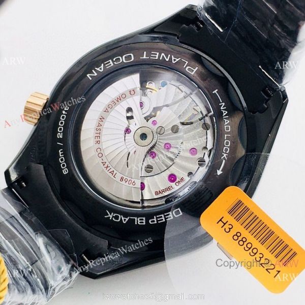 Swiss Grade Omega Planet Ocean Deep Black 600m Rose Gold Bezel Watch OE Factory