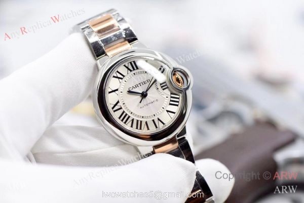 V6 Factory Swiss Cartier Ballon Bleu Two Tone Rose Gold Watch 33mm