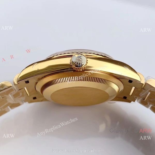 (EW Factory )Rolex Oyster Perpetual Day Date Fake Watch ETA3255 Gold President Brown Diamond Dial