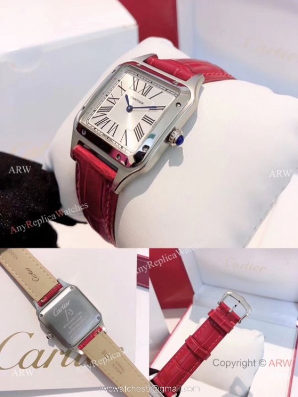 Top Cartier Santos-Dumont Lover Red Leather Strap / New Cartier Watches