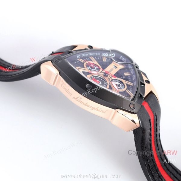New Copy Lamborghini Spyder 9004 Chrono Watch Rose Gold Black Bezel