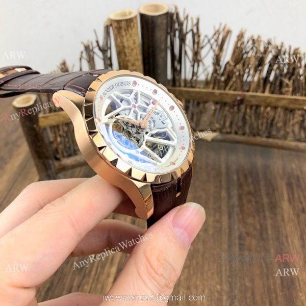 New Replica Roger Dubuis Excalibur Skeleton Watch Rose Gold Case