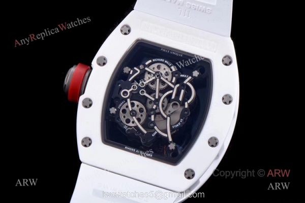 KV Factory Swiss Richard Mille Bubba Watson Watch RM055 White Ceramic Mens Watch