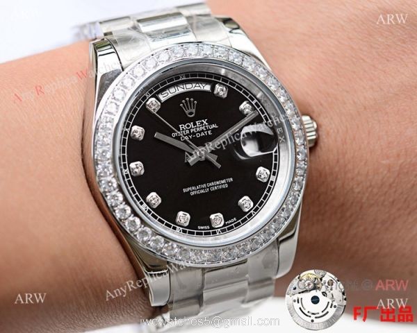 NEW UPGRADED Copy Rolex Day Date Presidential 41mm Watch Black Diamond