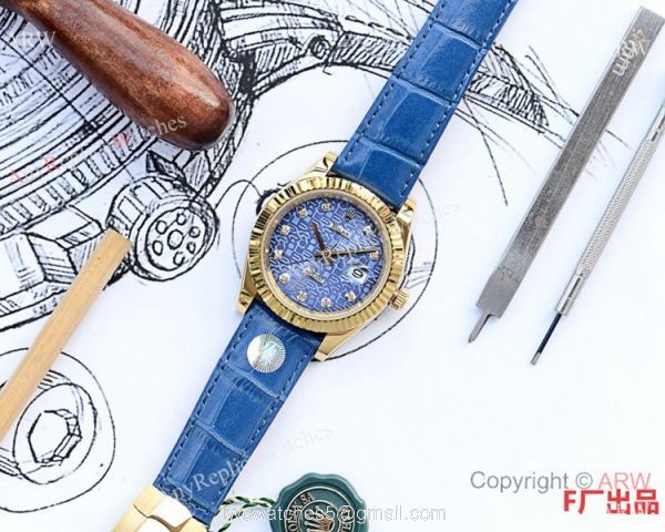 Upgraded Rolex Datejust II Copy Watches Rolex Computer Face Blue Leather Strap 41mm
