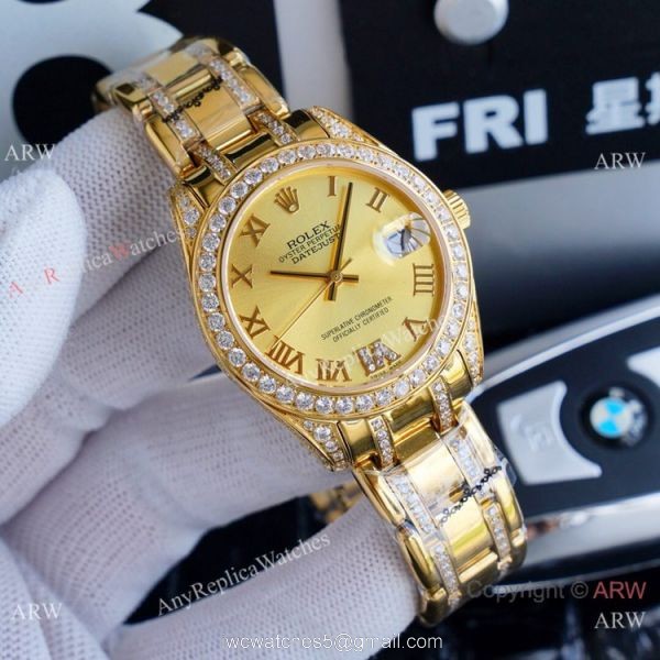 Replica Rolex Datejust Masterpiece Gold Diamond Watches 34mm
