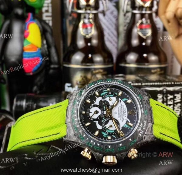 New Rolex Daytona Watch Replica Carbon Rolex Daytona with Green Nylon Strap