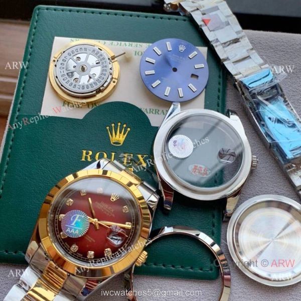 Upgraded Rolex Datejust II Replica Watch 41mm Two Tone Blue Diamond Face