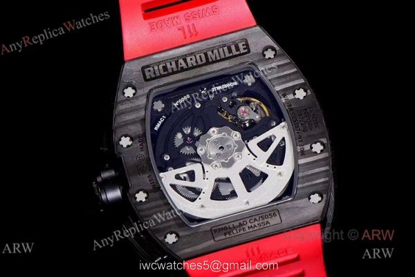 KV Factory Swiss Replica Richard Mille RM 011 Red Rubber Strap Carbon Watch