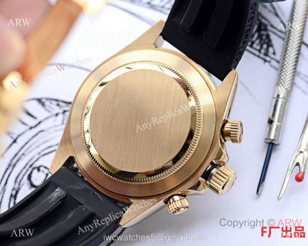 Best Replica Rolex Daytona Rubber Band Watch Gold Diamond Face 40mm