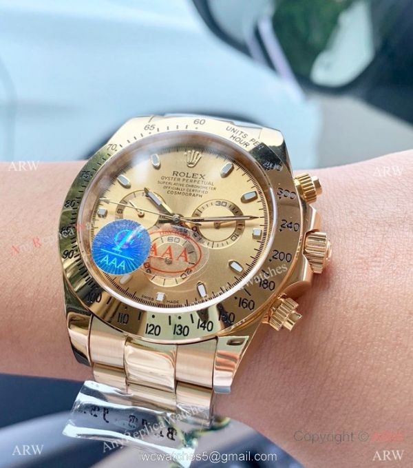 Yellow Gold Rolex Daytona Watch 43mm High Quality