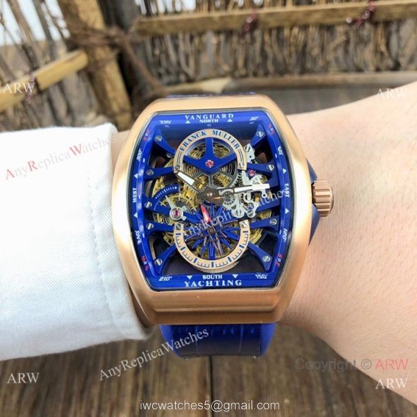 New Copy Franck Muller Vanguard Yachting Anchor Watch Rose Gold Skeleton Dial