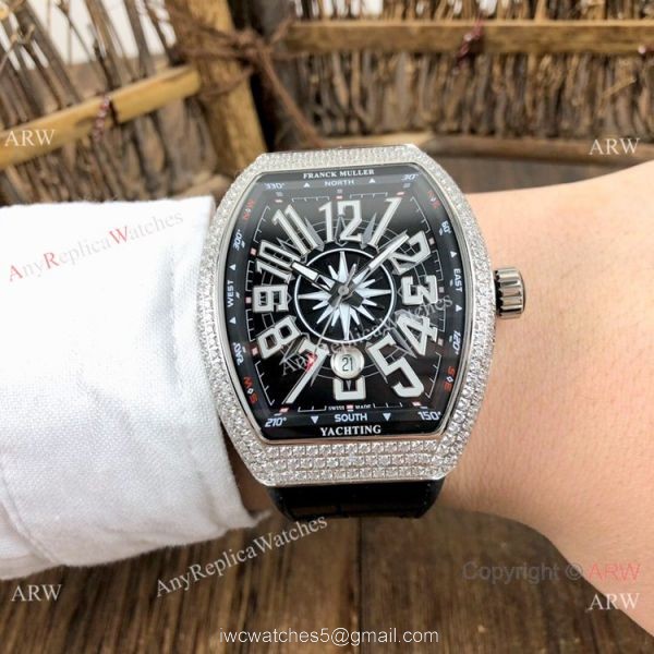Best Copy Franck Muller Geneve Vanguard v45 Black Dial Diamond Watch
