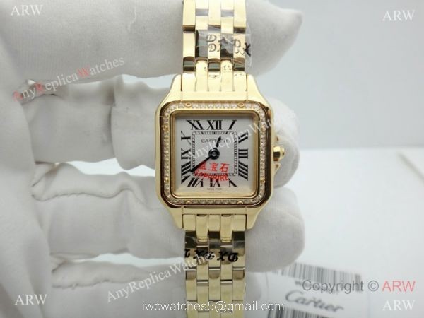High Quality Cartier Panthere 22mm Women Watch All Gold Diamond Bezel
