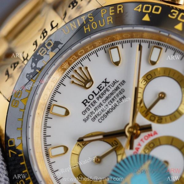 Swiss Quality Daytona Rolex Copy Watch Ceramic Bezel Yellow Gold 40mm
