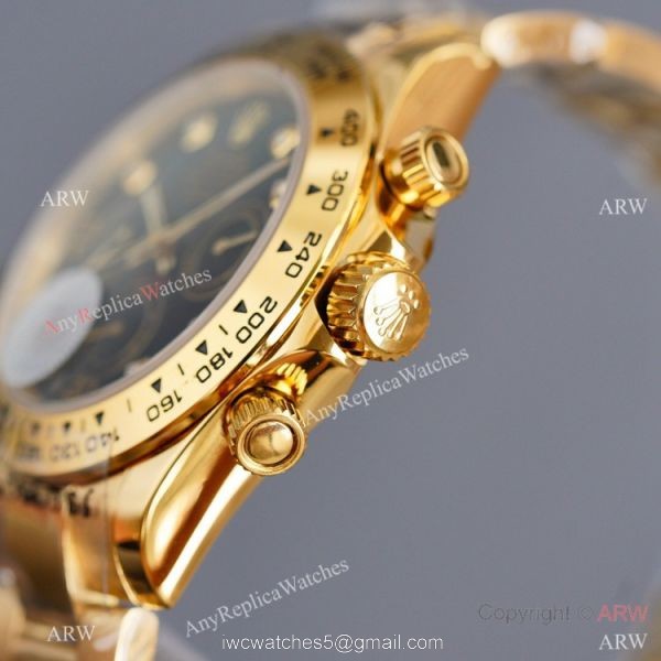 Swiss Quality Rolex Daytona 40mm Watch Black Ceramic Bezel Yellow Gold