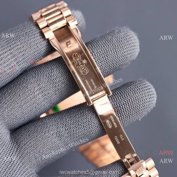 Swiss Quality Rolex Daydate II Citizen 8215 Watch Rose Gold Olive Green Dial 41mm