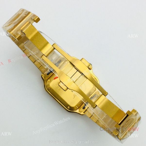 BV Factory 1:1 Replica Ladies Cartier Santos De Cartier All Gold Diamond Watch