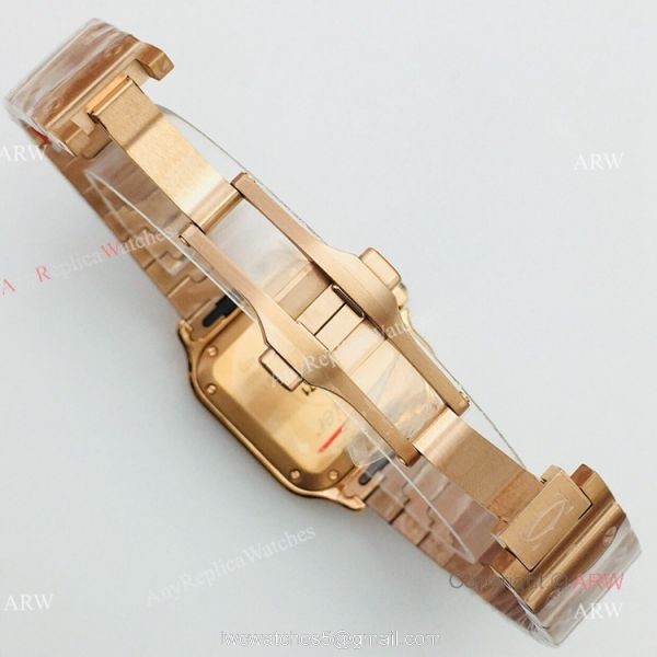 BV Factory 1:1 Cartier Santos De Cartier Watch Copy Rose Gold Diamond Ladies