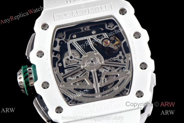 KV Factory Knockoff Richard Mille RM011-03 White Ceramic Automatic Watch