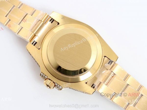 Iced Out Rolex Submariner 116610 All Gold Replica Watches For Men