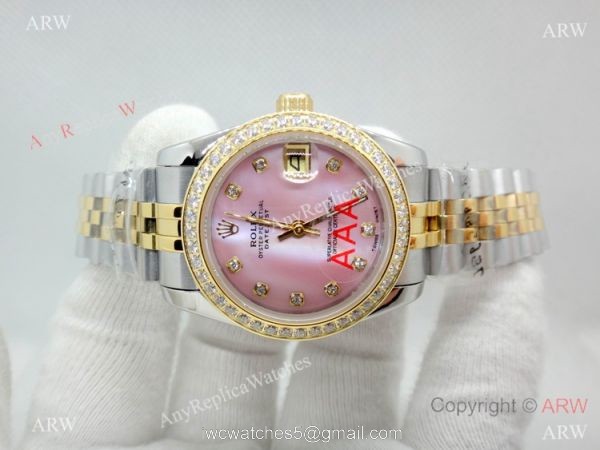 Two Tone Pink MOP Diamond bezel Rolex Couple Watches Datejust 36mm