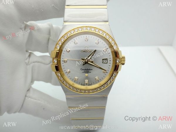 Replica Omega Constellation Two Tone Diamond Watch 38mm Men