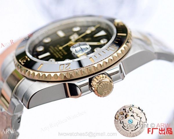 Rolex Submariner Clone Watch 40mm Two Tone Diamond Marker