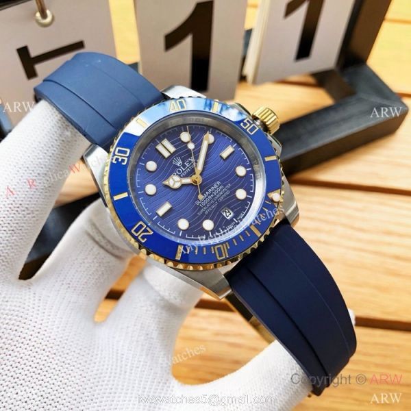 Rolex Submariner Replica Watches SS Black Rubber Strap