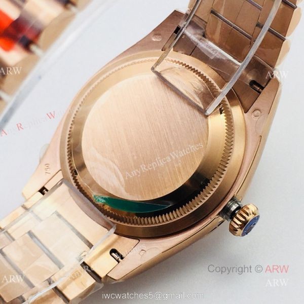 (EWF ) Swiss Replica Rolex Day Date Rose Gold White Mop Dial Diamond Watch 36mm