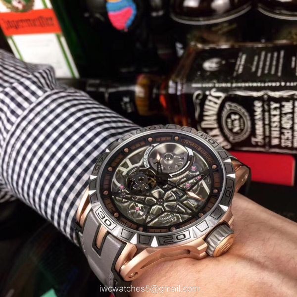 Roger Dubuis Excalibur Spider Rose Gold Plated Titanium Watch AAA Replica